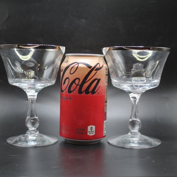 Set of 2 Fostoria Sheffield Champagne Sherbet Glasses โ Platinum Rim โ 5.25" โ - Picture 4 of 6